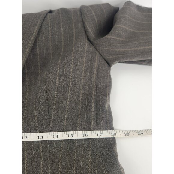 Max Mara Suit Dress Women Size 10 Grey Pinstripe Oversized Longline Blazer Luxe - Picture 10 of 14